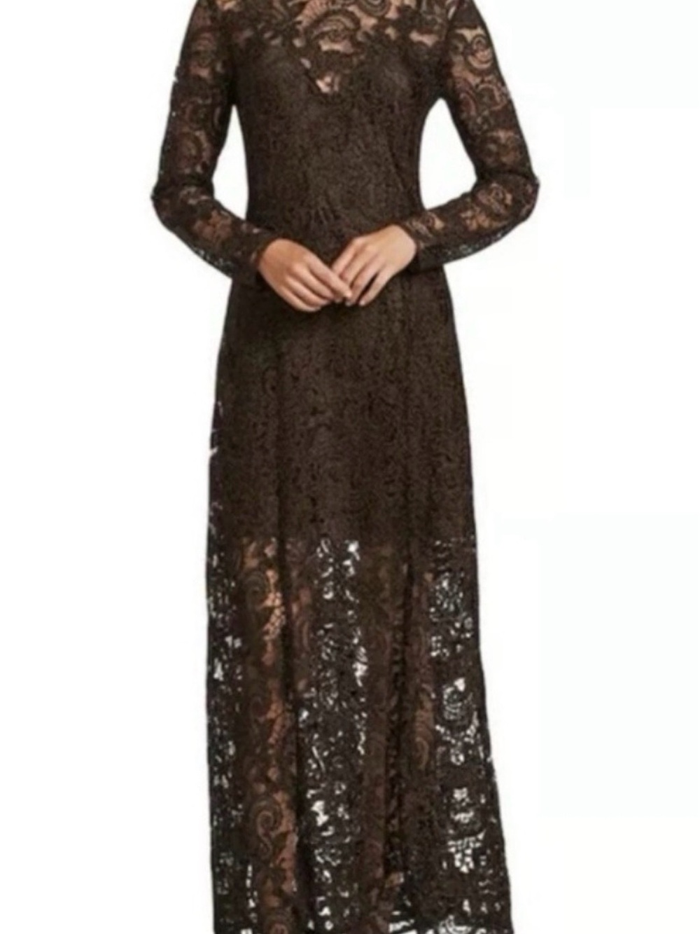 ANTONIO MELANI Chocolate Brown Lace Gown